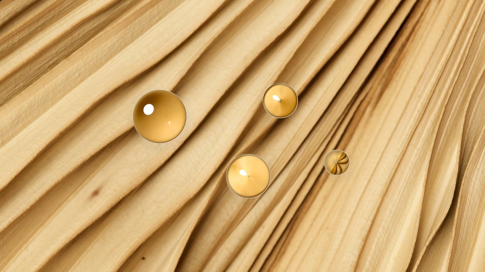 Water droplets on a wooden surface