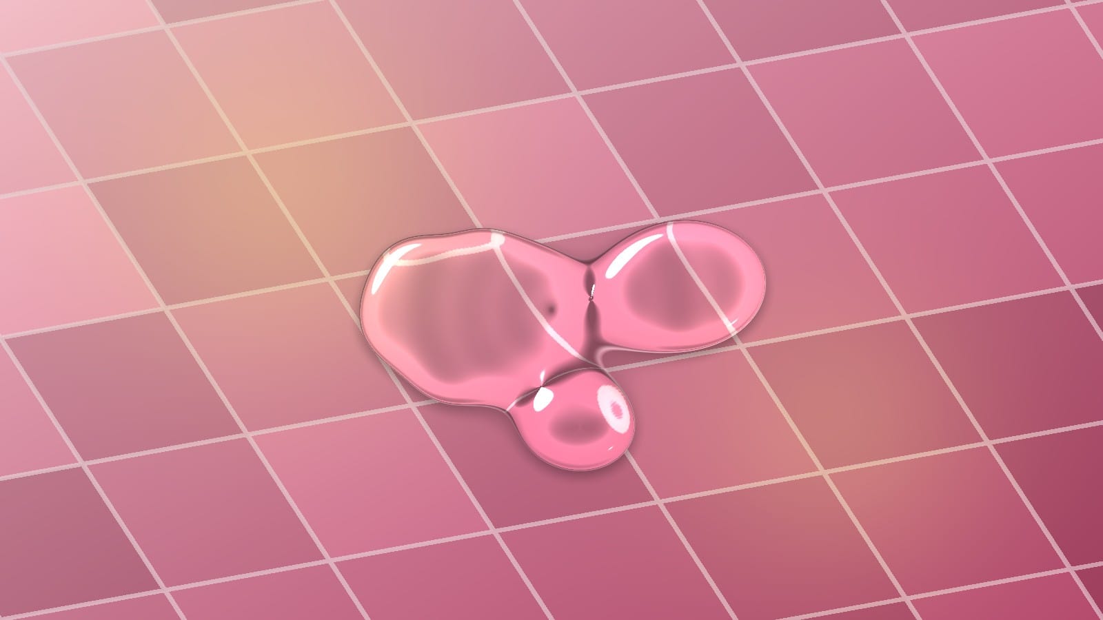 Liquid Blobs preset: two drops fusing, surface tension thickening the neck